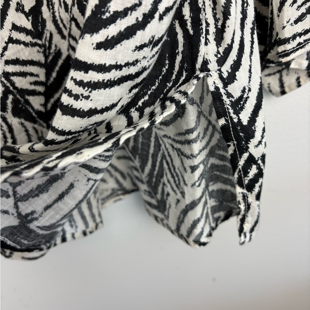Cynthia Rowley 100% Linen 1X Leaf-Print Button Up Graphic Coastal Palm Springs - Picture 6 of 9